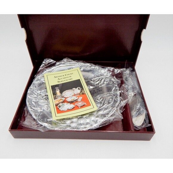 Arthur Court Cheese Set Tray Plate & Spreader Knife Grapes Leaves 2000 Design - Picture 8 of 10